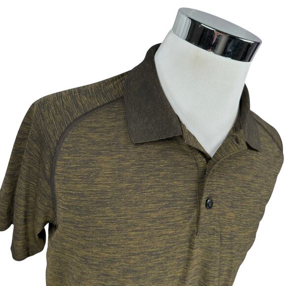 Lululemon Metal Tech Vent Polo Shirt Men’s Large Deep Meadow Brown Black Golf - Picture 2 of 10